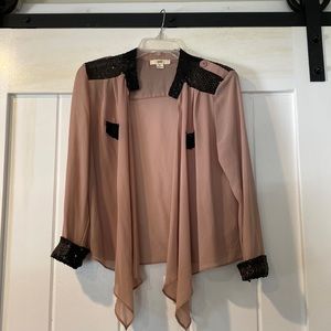 Nude flowy top with black sequins